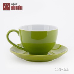 Bộ ly sứ uống cafe Cappuccino dáng cao 220ml màu