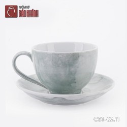 Bộ ly sứ uống cafe Cappuccino dáng cao 220ml vân đá