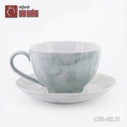 Bộ ly sứ uống cafe Cappuccino 250ml vân đá nhiều màu