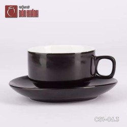 Bộ ly sứ uống cafe quai vuông 150ml màu