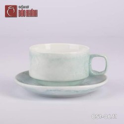Bộ ly sứ uống cafe quai vuông 150ml vân đá