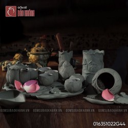 Bộ ấm chén Sen Thu mộc hồng sa