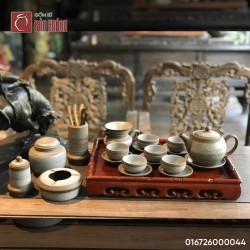Bộ ấm chén bạch hồng sa dáng tròn