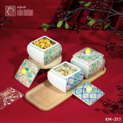Bộ 3 hũ mứt vuông vẽ tay KM-37.1