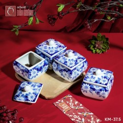 Bộ 4 hũ mứt vuông vẽ tay KM-37.5