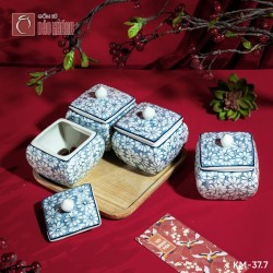 Bộ 4 hũ mứt vuông vẽ tay KM-37.7
