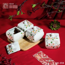 Bộ 4 hũ mứt vuông vẽ tay KM-37.8