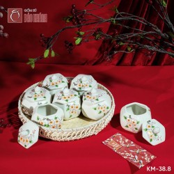 Bộ 7 hũ mứt lục giác vẽ tay KM-38.8