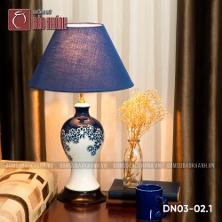 Đèn ngủ để bàn gốm sứ cao cấp Thanh Cúc Lưu Ly