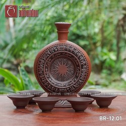 Bộ rượu Đông Sơn Âu Lạc dáng dẹt 1 lít