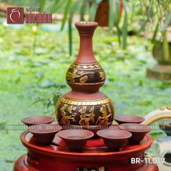 Bộ rượu Đông Sơn Âu Lạc 2 bầu 1 lít dát vàng