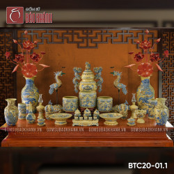 Bộ đồ thờ men Hoàng Tộc đắp nổi STC20-01.1