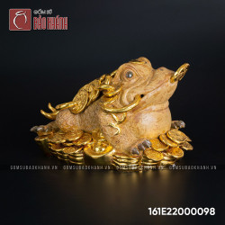 Tượng Cóc Thiềm thừ phong thủy men gốm dát vàng