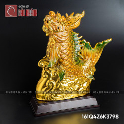 Tượng Cá Chép hóa Rồng men hoàng thổ dát vàng