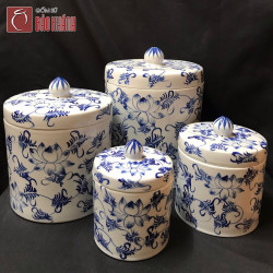 Vại muối dưa cà vẽ hoa Sen