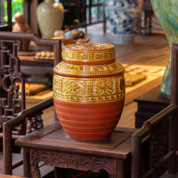 Chum sành Thổ Cẩm 10 lít dát vàng