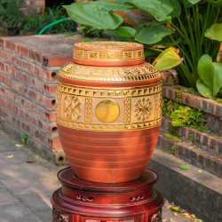 Chum sành Thổ Cẩm 30 lít dát vàng