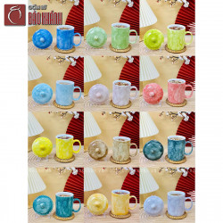 Cốc quai C vân đá nhiều màu