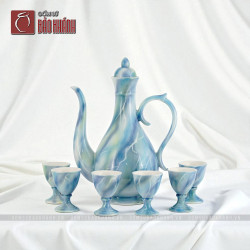 Bộ rượu men xanh đá tím