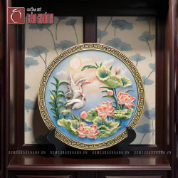 Tranh sứ Sen Hạc Diên Niên