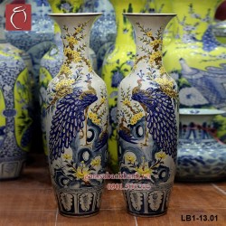 Lọ lộc bình men rạn đắp nổi Đào Công 1,3m