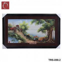 Tranh sứ vẽ cây đa cổng làng TRS-059