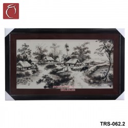 Tranh sứ vẽ cảnh đồng quê đơn màu TRS-062