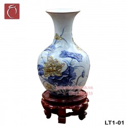 Lọ tỏi men rạn đắp nổi Hoa Sen