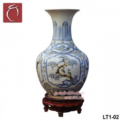 Lọ tỏi men rạn đắp nổi Tứ Cảnh