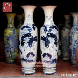 Lọ lộc bình men rạn Hoa Sen vẽ kỹ 1,4m