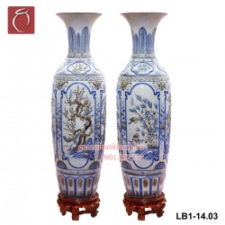 Lọ lộc bình men rạn đắp nổi Tứ Cảnh 1,4m