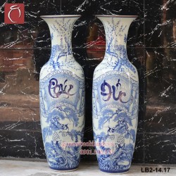 Lọ lộc bình Phúc Đức Trường Thọ men lam 1,4m