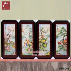 Bộ tranh sứ Tứ Quý men màu