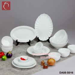Bộ đồ ăn men trắng 16 món