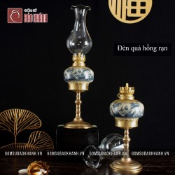 Đèn dầu men rạn vẽ phong cảnh dáng quả hồng