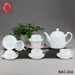 Bộ ấm chén men trắng CK cao Bát Tràng