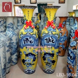 Lọ lộc bình Bát Tràng Phúc Đức men Hoàng Lưu Ly 1m6