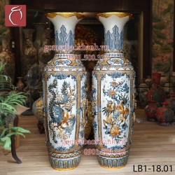 Lọ Lộc Bình Tứ Linh Men Rạn Cổ đắp nổi 1m75