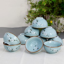 Bộ 10 bát cơm men Lam Ngọc vẽ hoa Anh Đào