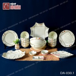 Bộ đồ ăn men kem vẽ củ quả 20 món