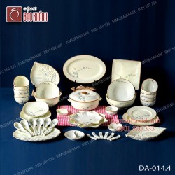 Bộ đồ ăn men kem vẽ hoa đào xanh 42 món