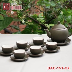 Bộ ấm chén tử sa bộ đỉnh ba chân xanh chỉ bạc
