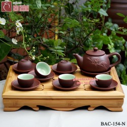 Bộ ấm chén tử sa liên hoa 