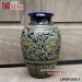 Bình gốm cổ men Hoàng Thổ khắc nổi hoa Phù Dung xanh dáng xoài