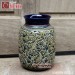 Bình gốm cổ men Hoàng Thổ khắc nổi hoa Phù Dung xanh miệng loe dáng bí