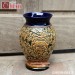 Bình gốm cổ men Hoàng Thổ khắc nổi hoa Phù Dung vàng chân cao